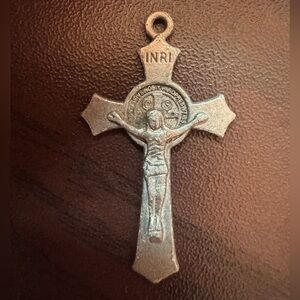 Vintage Signed Italy St. Benedictine Crucifix / Cross; approx 1.25”